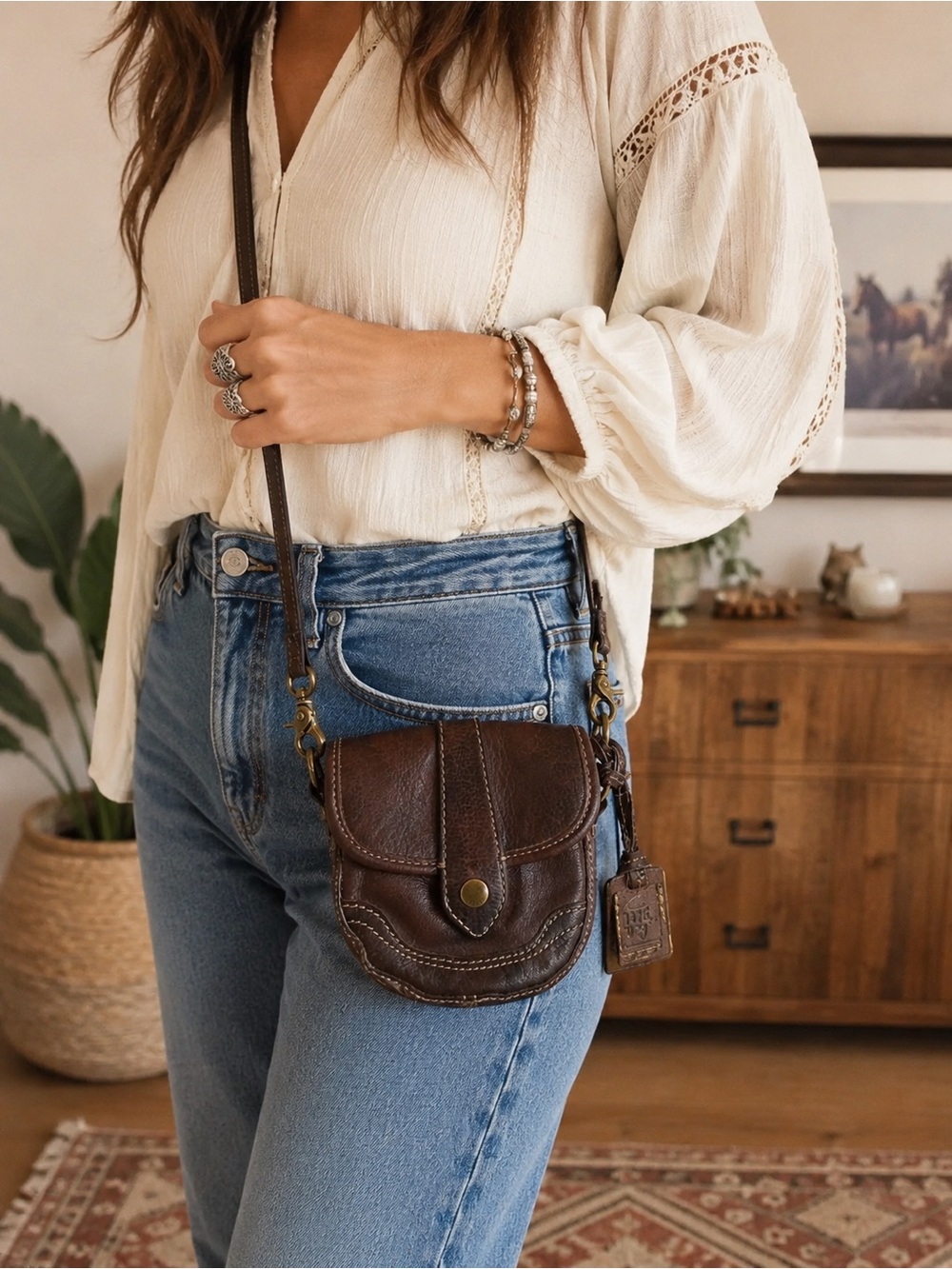 Frye Melissa Mini Leather Cross Body Bag | Saddle Cross Body | Genuine Leather